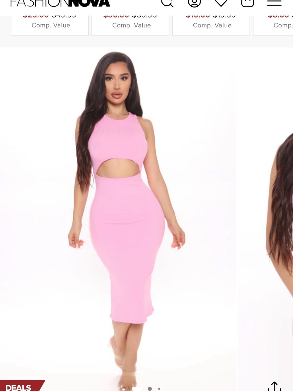 Fashion Nova Hot Pink Cutout Midi Dress Skirt
